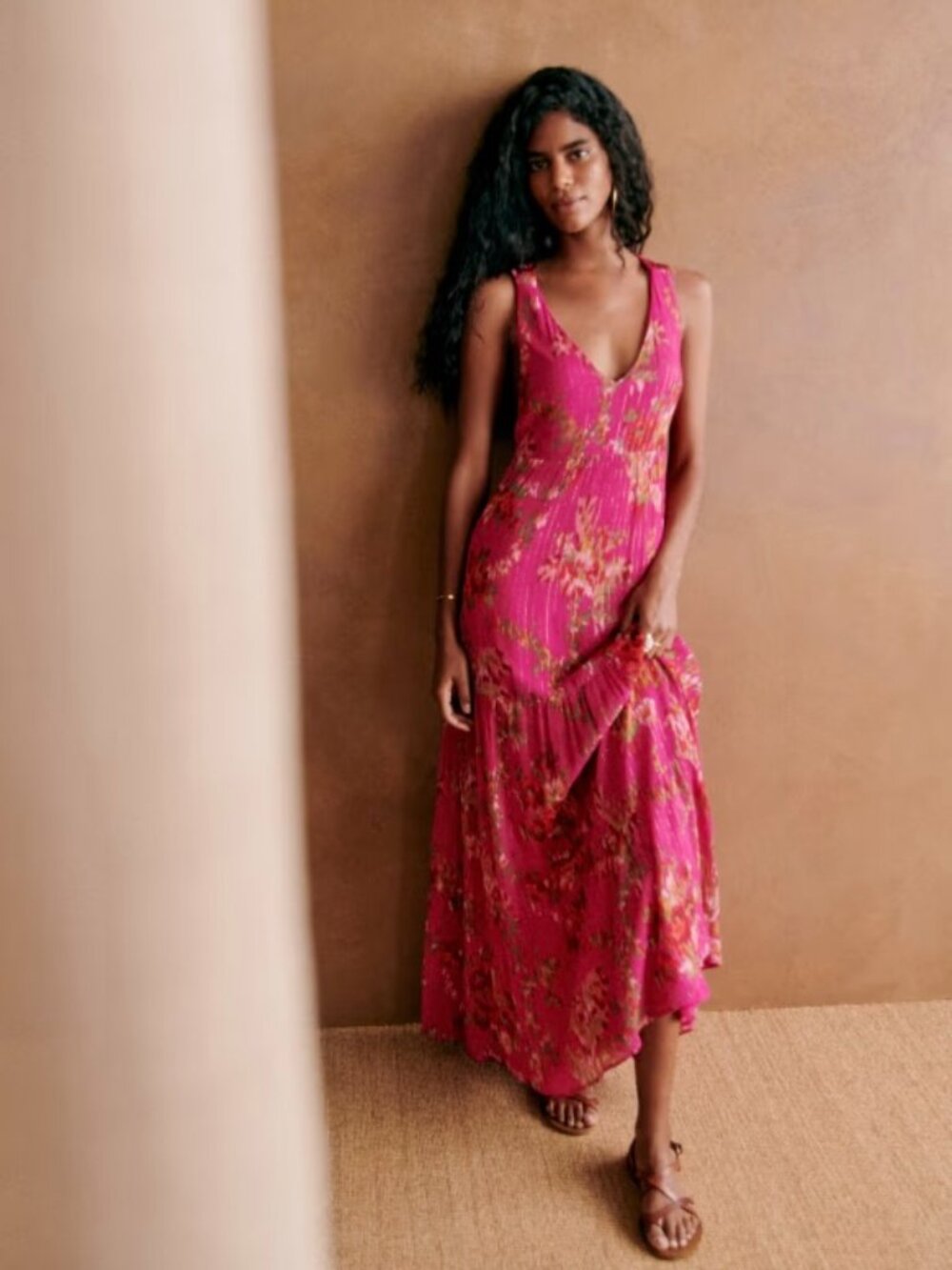 Sézane Titania Maxi Dress Helena Fuchsia Floral | Size 38 | Impeccable Condition